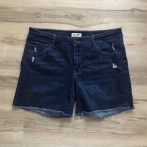 Blue Jean Shorts with Distressed Details